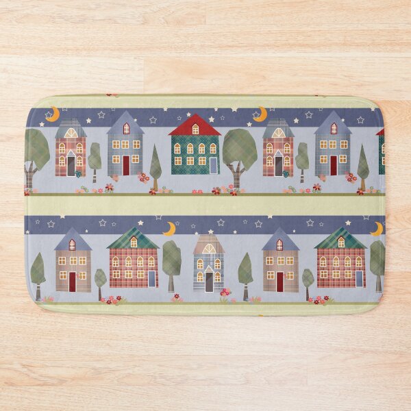 Item preview, Kids patchwork seamless pattern with houses and trees designed and sold by fuzzyfox.