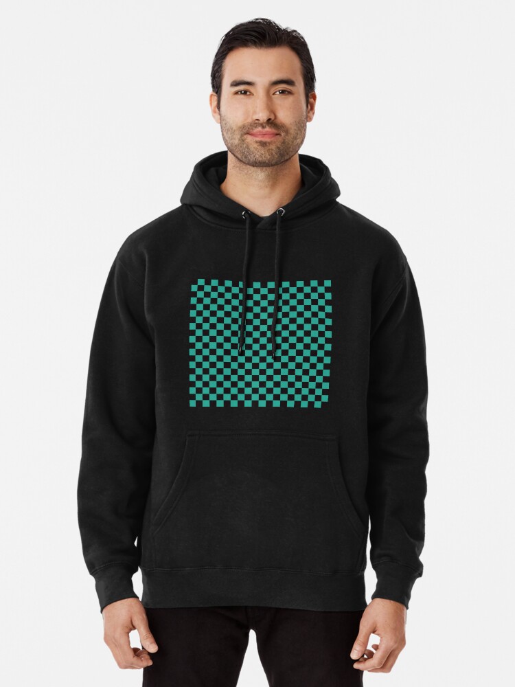 green and black checkered hoodie