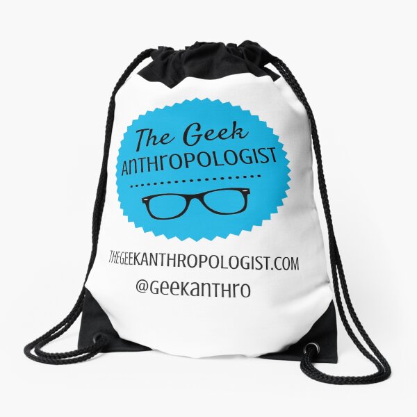 The Geek Anthropologist Logo and Contact Infos Drawstring Bag