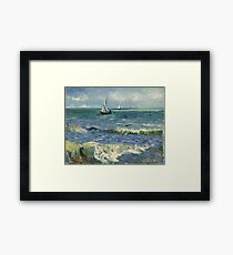 Vincent Van Gogh - Post- Impressionism Oil Painting , Seascape near Les Saintes-Maries-de-la-Mer, June 1888 - 1888 Framed Print