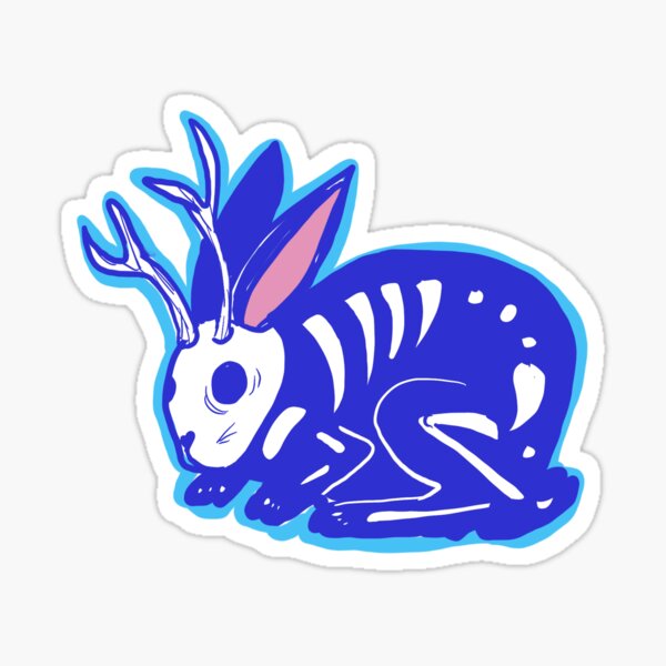 Artikel-Vorschau von Hockender Jackalope (Blau), designt und verkauft von Memoirearts.