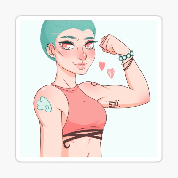 Flexing Muscle Girl Sticker - Flexing Muscle Girl - Discover