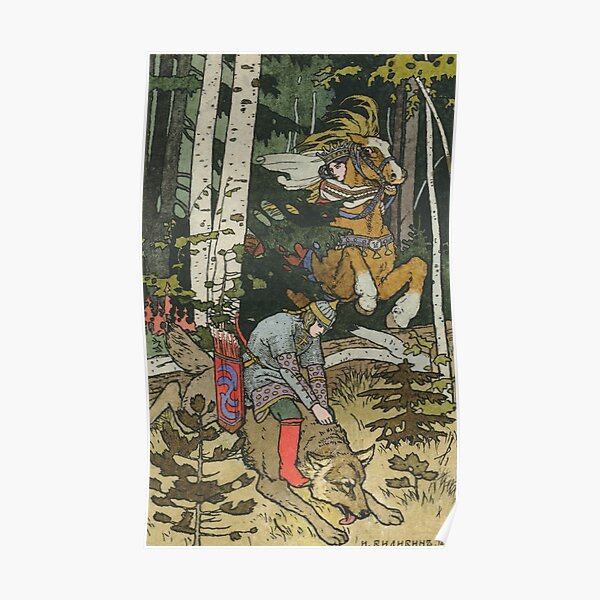 Ivan Tsarevich with Princess Elena and the Grey Wolf Ivan Bilibin Poster