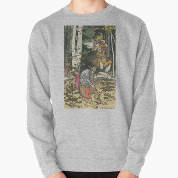 Ivan Tsarevich with Princess Elena and the Grey Wolf Ivan Bilibin Pullover Sweatshirt