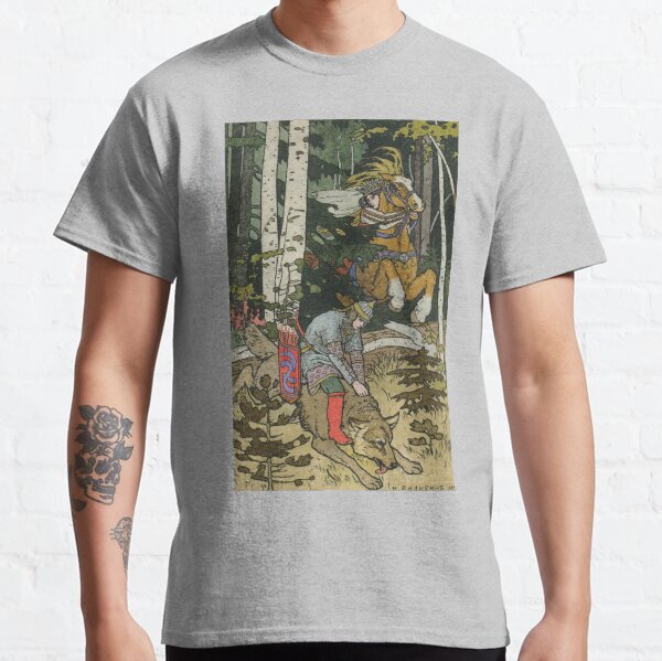 Ivan Tsarevich with Princess Elena and the Grey Wolf Ivan Bilibin Classic T-Shirt