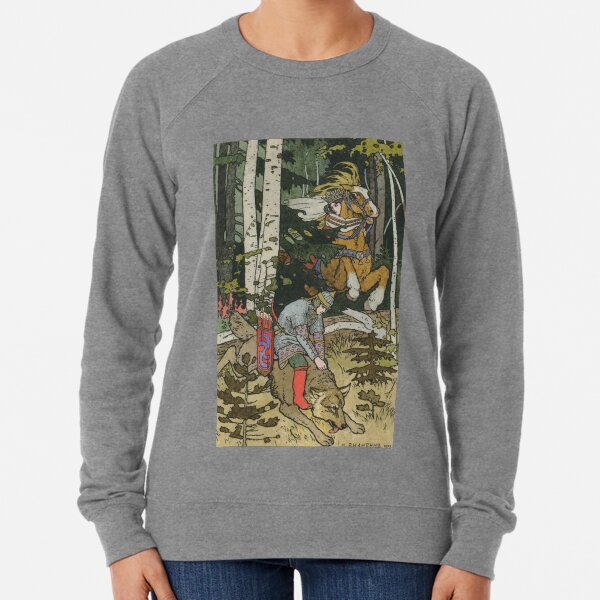 Ivan Tsarevich with Princess Elena and the Grey Wolf Ivan Bilibin Lightweight Sweatshirt