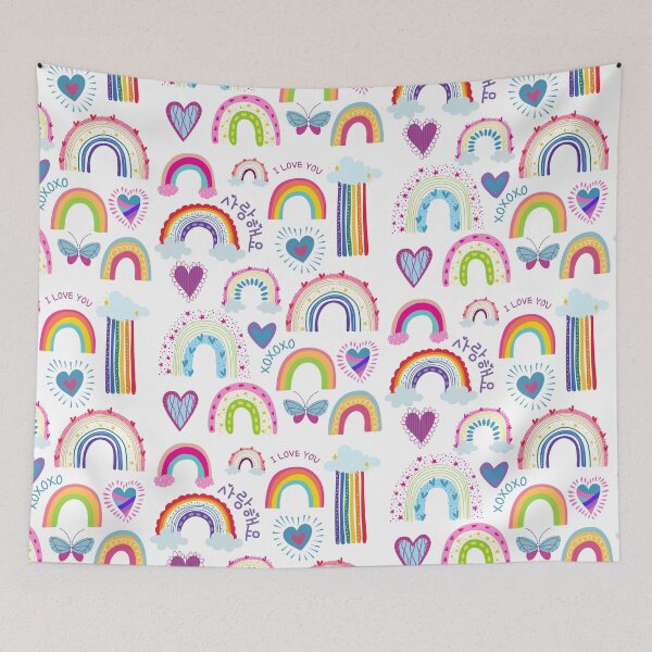 Item preview, I love you (in Korean) Rainbows and Hearts designed and sold by SeoulJourner.