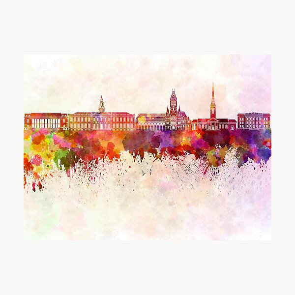 Item preview, Harvard skyline in watercolor background designed and sold by paulrommer.