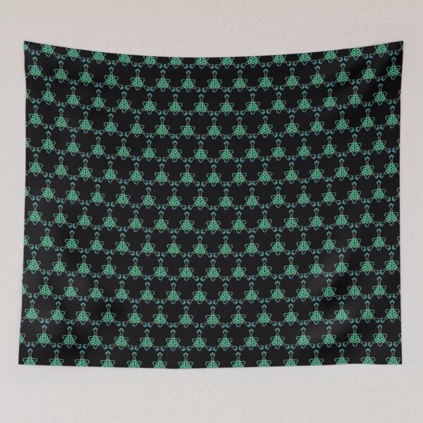 Item preview, ISPAHAN 12 pattern oriental stars triangles psychedelic electric blue fluo green black designed and sold by dragonemma.