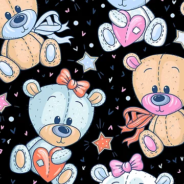 Artwork thumbnail, Cute Teddy Bear Pattern by ModkMerch