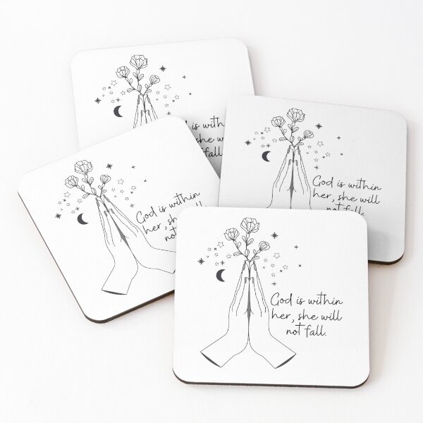 Item preview, God Is Within Her She Will Not Fall - Quote with Praying Hands designed and sold by KarolinaPaz.