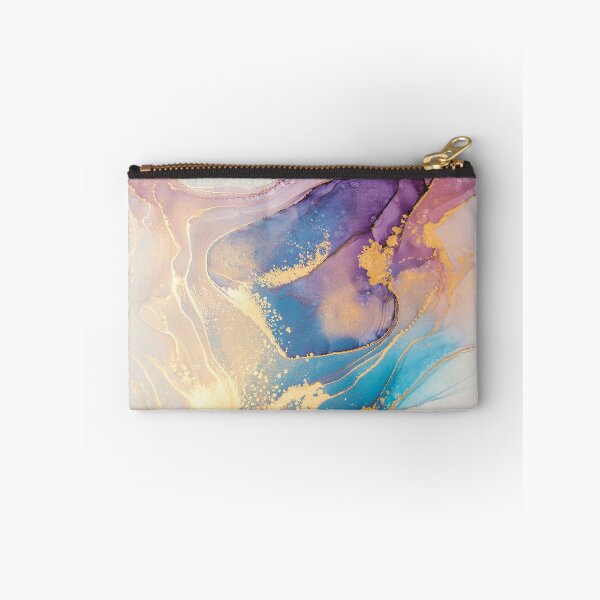 Item preview, Gold Metallic + Sunset-Colored Watercolor Abstract Marble Painting designed and sold by EscapistDecor.