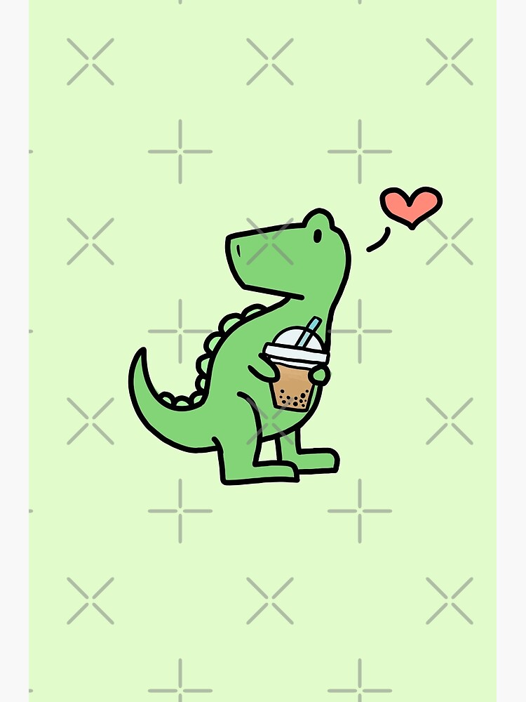 Dino Boba - Green Boba Lover Dinosaur by bassoongirl123
