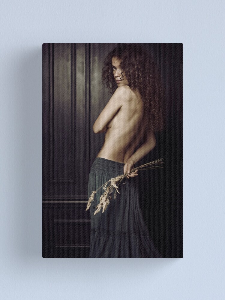 Wall Art print MXI32870: Beautiful girl with bushy curly hair standing  topless looking over her shoulder fine art portrait Canvas Print for Sale  by MaximImages Exquisite Wall Art