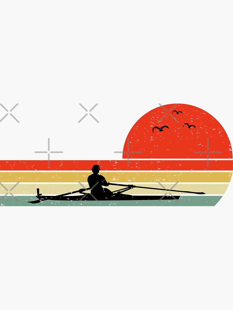 "Vintage Retro Crew Rowing Row Team Boat Oar Rower Gift" Sticker for