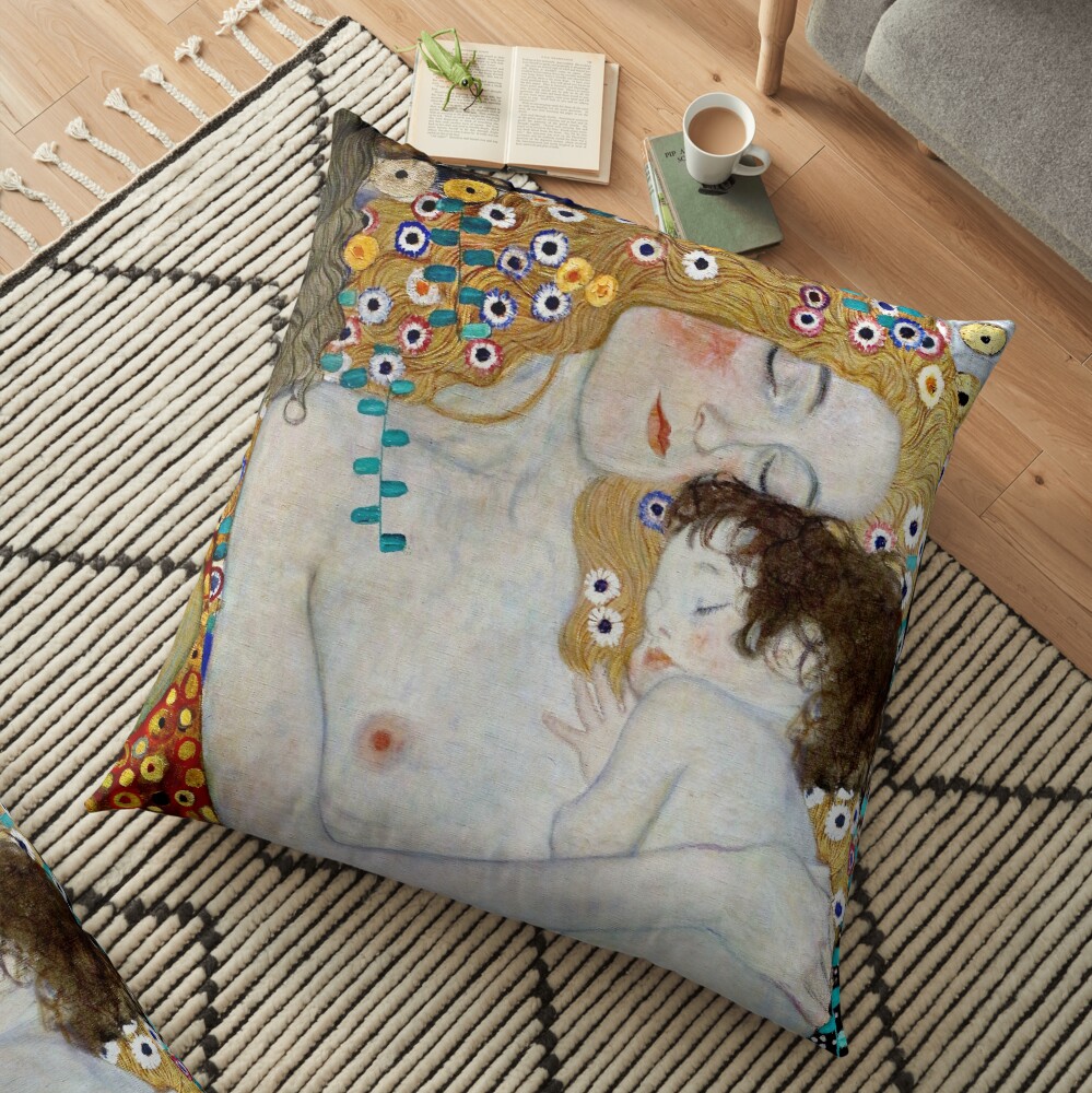 Gustav klimt | "Le tre età" - "Mother and Child" Floor Pillow
