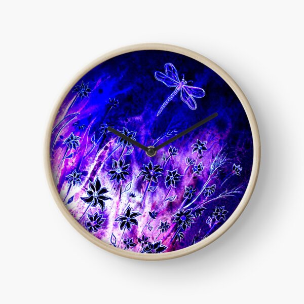 Dragonfly and Daisies Clock