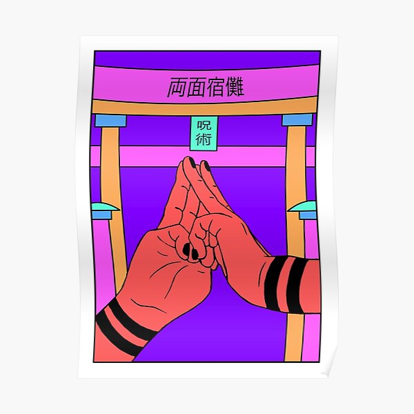 ryomen-sukuna-hand-sign-malevolent-shrine-jujustu-kaisen-neon-poster