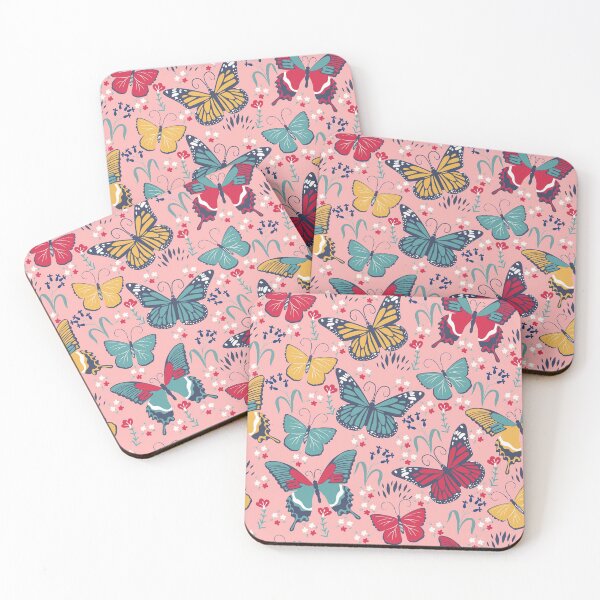 Item preview, pattern with butterflies on a pink background designed and sold by burbura.