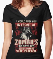 German Shepherd Dog-Zombies Women's Fitted V-Neck T-Shirt