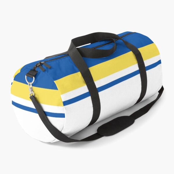 Aperçu de l'œuvre Leeds Retro 1982 Blanc Bleu Jaune Barres créée et vendue par Sporting Colour.