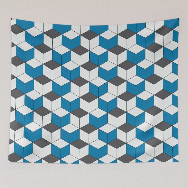 Item preview, Black, Blue and White Kikko Traditional Japanese Pattern designed and sold by Heedee Design.