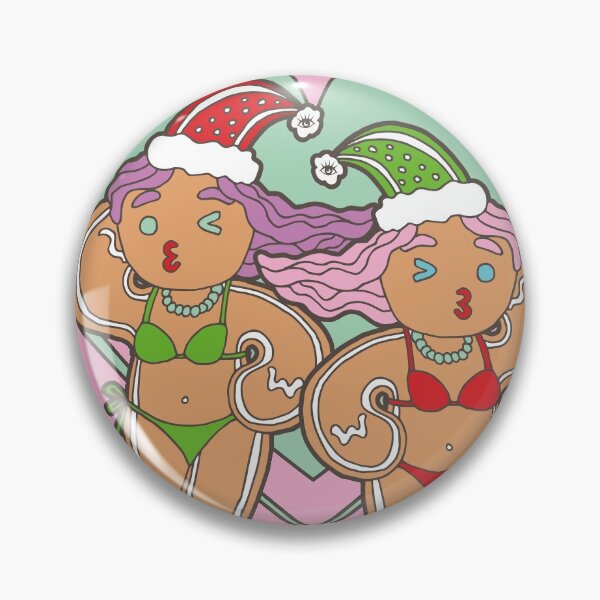 Item preview, Gingerbread Lesbian Lover- Couple of the Year | Pink Background | Curious Eyeball designed and sold by CuriousEyeball.
