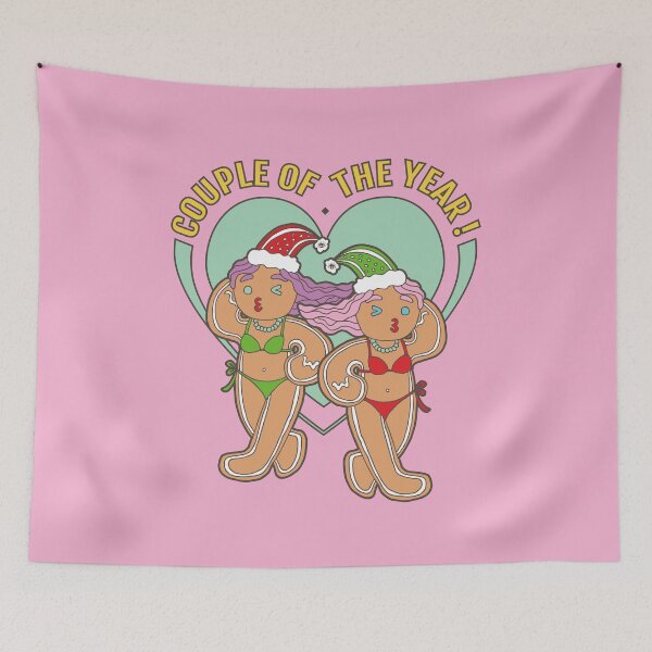 Item preview, Gingerbread Lesbian Lover- Couple of the Year | Pink Background | Curious Eyeball designed and sold by CuriousEyeball.