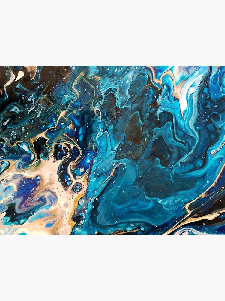 Abstract acrylic fluid pouring paint wall art Blue Gold Poster by ColorBit