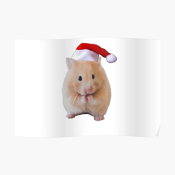 Hamster With Christmas Hat Poster By Thefifth Shop Redbubble