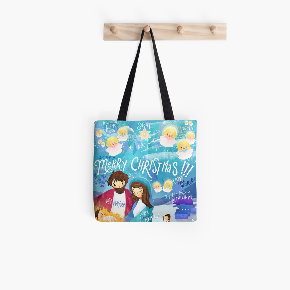Christmas Carolling in a Manger Tote Bag