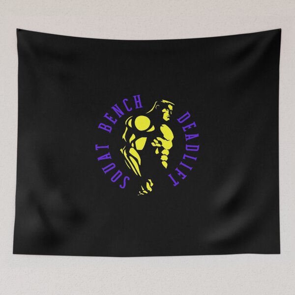 Item preview, SQUAT BENCH DEADLIFT Jacked Yellow/Purple designed and sold by HeavyLiftGift.