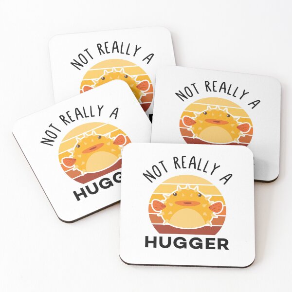 Item preview, Not Really A Hugger Funny Puffer Spiky Fish Pun designed and sold by Scratches Tees.
