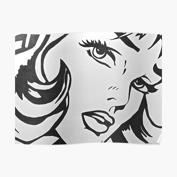 chica blanco y negro Póster