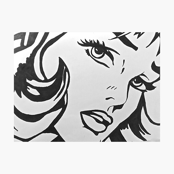 black and white girl Photographic Print
