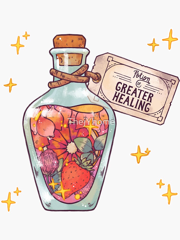 Potion Of Greater Healing Sticker For Sale By ThejYhome Redbubble   Bg,f8f8f8 Flat,750x,075,f Pad,750x1000,f8f8f8 