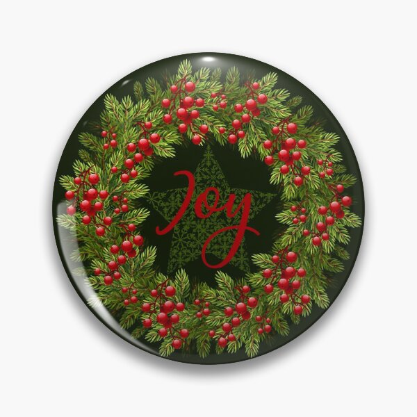 Item preview, JOY Rustic Wreath - Dark Green Background designed and sold by PawsitiveMum.