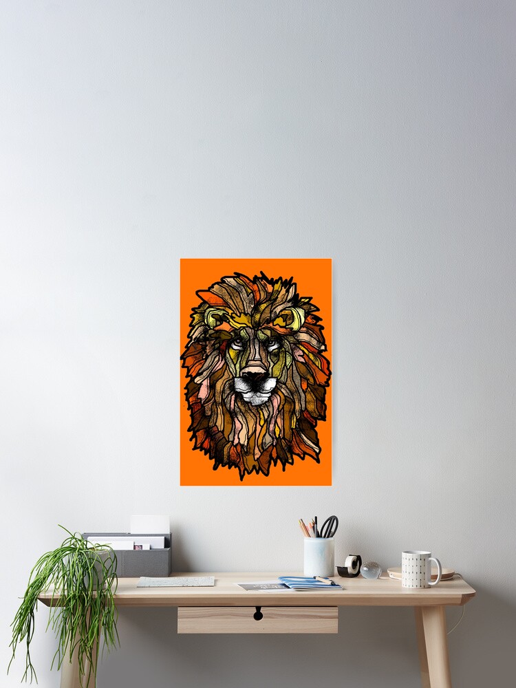 Thumbnail 1 of 3, Poster, Orange lion designed and sold by Ruud van Koningsbrugge.