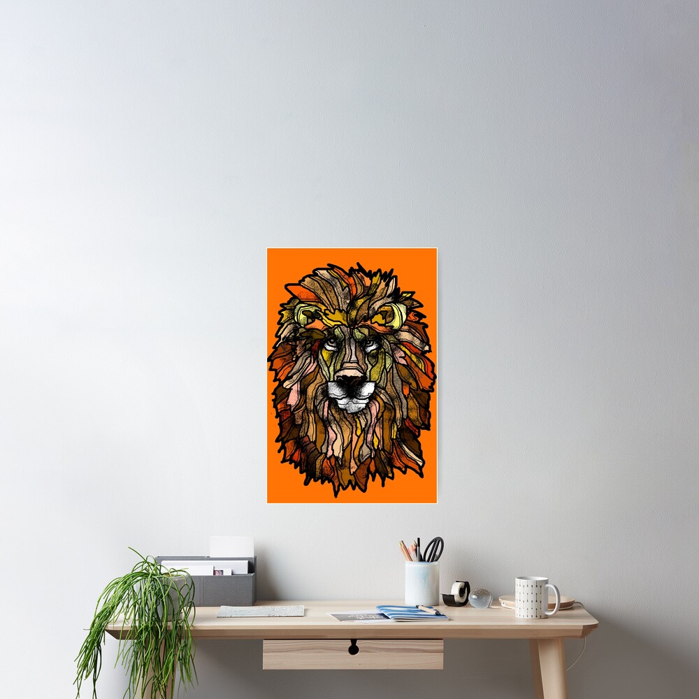 Orange lion Poster