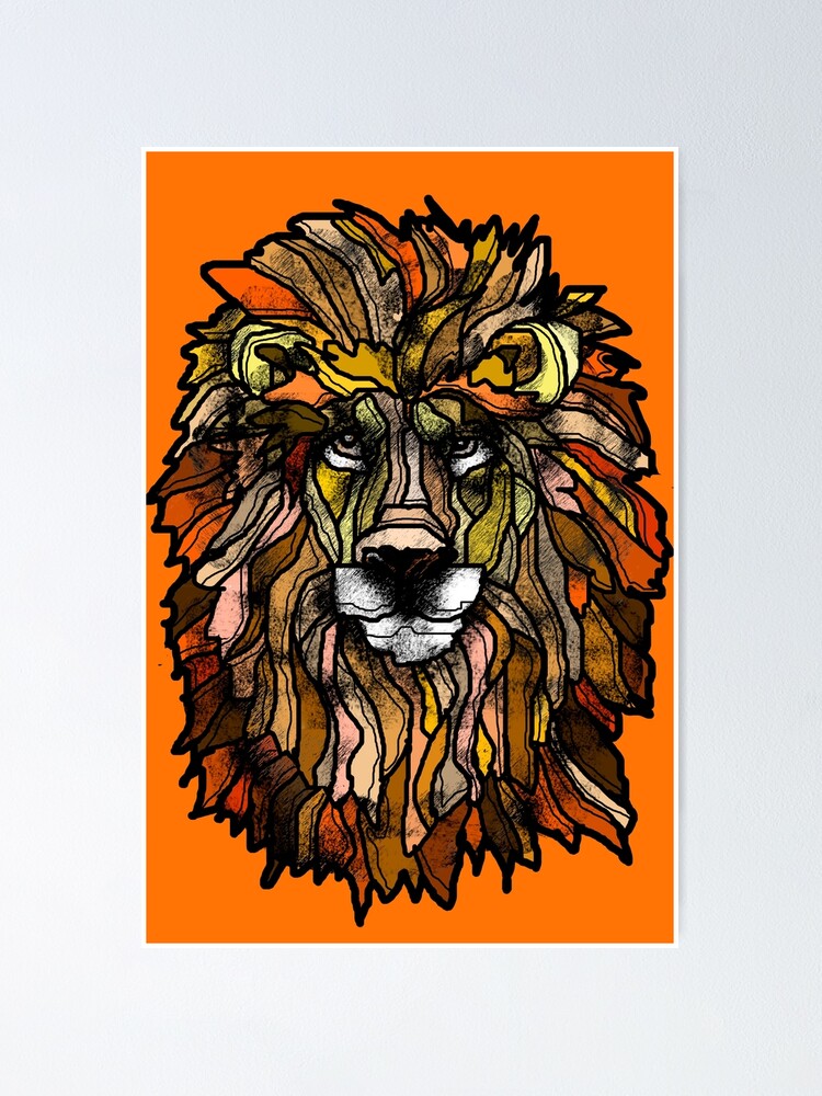 Thumbnail 2 of 3, Poster, Orange lion designed and sold by Ruud van Koningsbrugge.