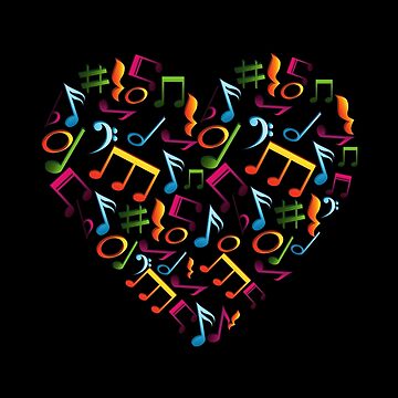 notes de musique en forme de coeur