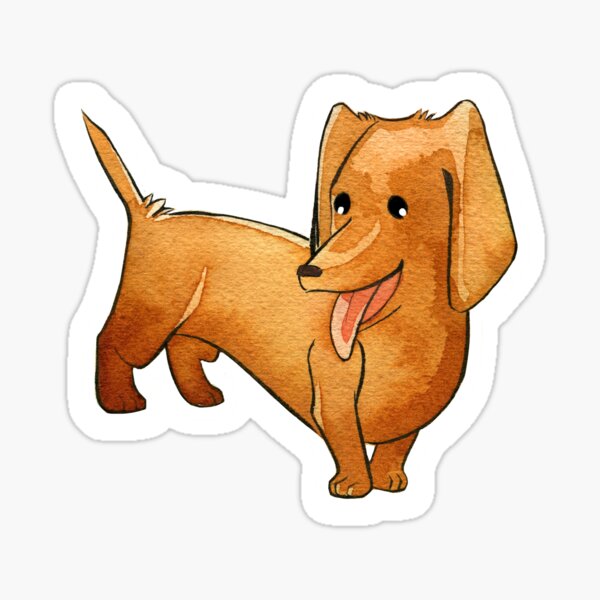 Little Happy Watercolor Dachshund Wiener Dog Sticker