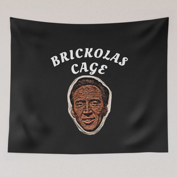 Aperçu de l'œuvre  Brickolas Cage, Funny Nick Cage Design (Blanc) Chemise Merch créée et vendue par Millenial Designs.