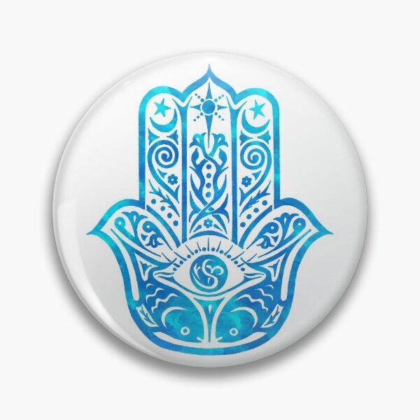 Item preview, Teal Blue Watercolor Hamsa designed and sold by maryedenoa.
