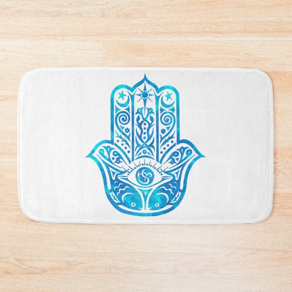 Item preview, Teal Blue Watercolor Hamsa designed and sold by maryedenoa.