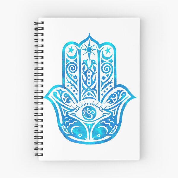 Item preview, Teal Blue Watercolor Hamsa designed and sold by maryedenoa.