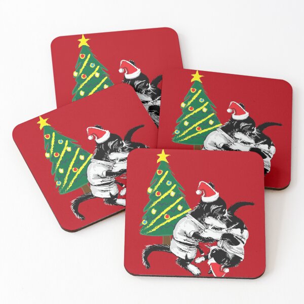 Item preview, Christmas Cats in kimonos grappling designed and sold by Christopher Cortez.