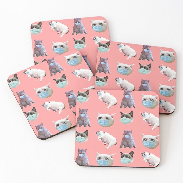 Item preview, social distancing meme cats with masks pack 3 designed and sold by promisesarelies.