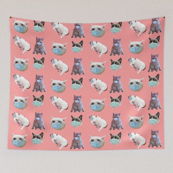 Item preview, social distancing meme cats with masks pack 3 designed and sold by promisesarelies.