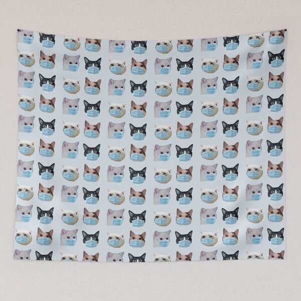 Item preview, social distancing meme cats with masks pack 4 designed and sold by promisesarelies.